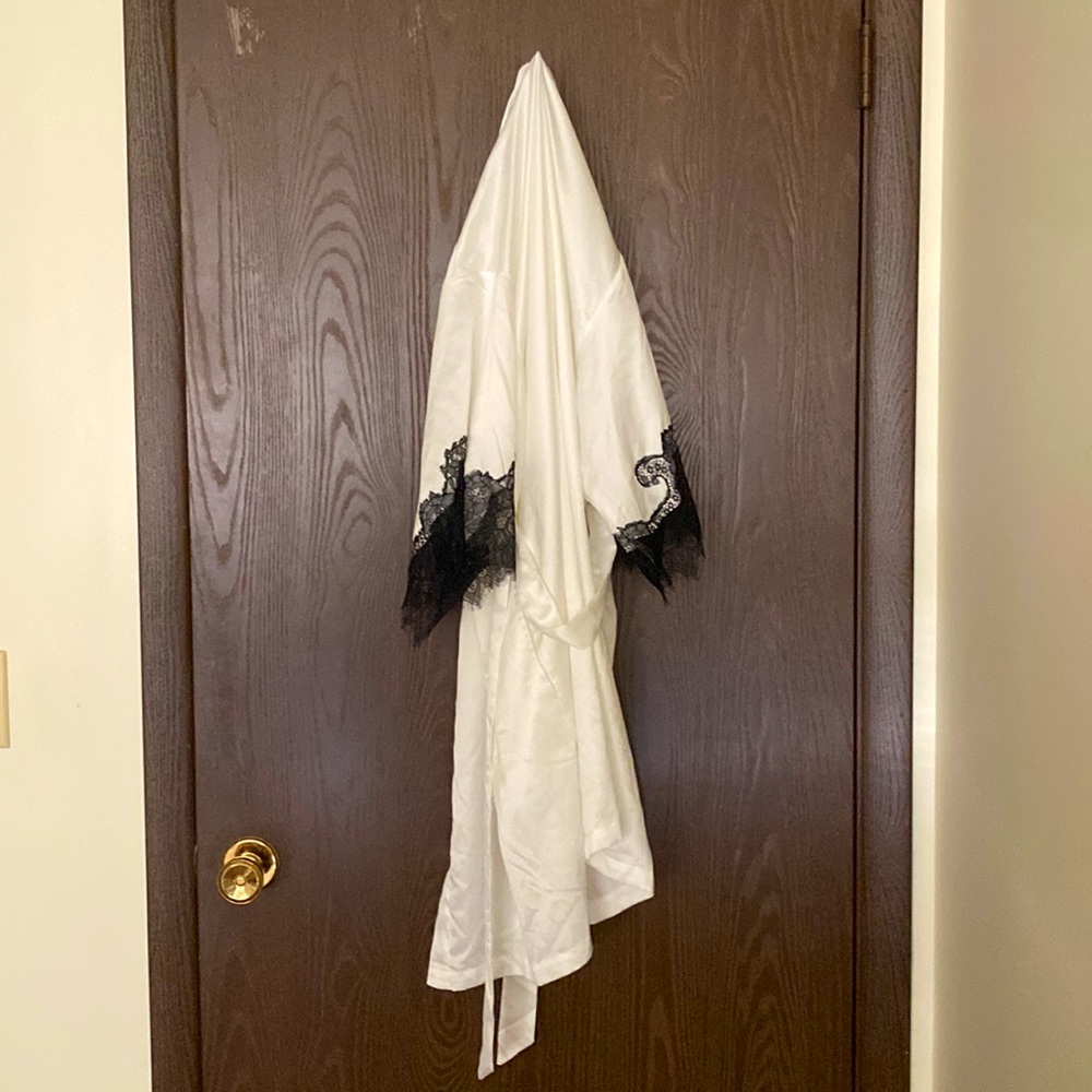 White and Black Lace Robe